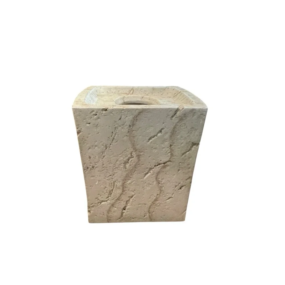 Ceramic Stone Tissue Box Holder | Crackled Texture Cream Tissue Cover